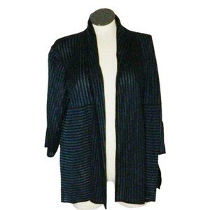 Ming Wang $270 52371 Navy Blue Sheer Striped Open Cardigan Sz 1X NWT!